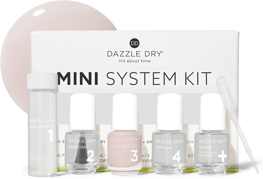 Dazzle Dry Mini Kit 4 Step System - Touch of Love, a pale chalky pink. Semi-sheer cream. (5 Piece... | Amazon (US)