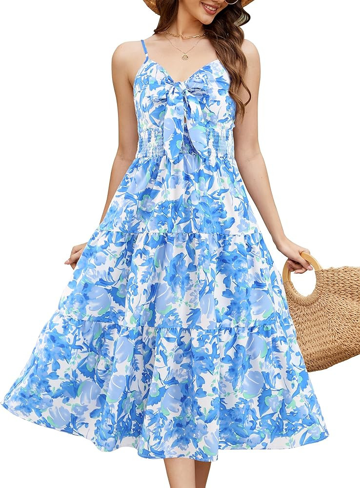 Gardenwed Women's Floral Print Maxi Dress,Twisted V Neck Sleeveless Long Summer Dress | Amazon (US)