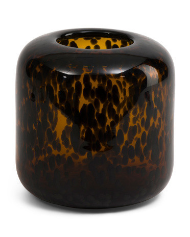 8in Cheetah Glass Vase | TJ Maxx