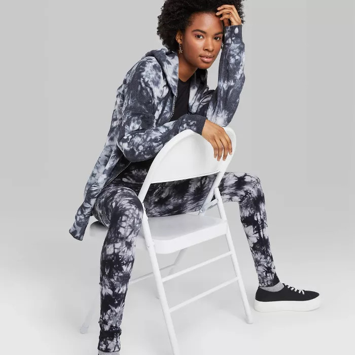 Women's Tie-Dye Oversized Zip-Up Hoodie - Wild Fable™ Black/White | Target