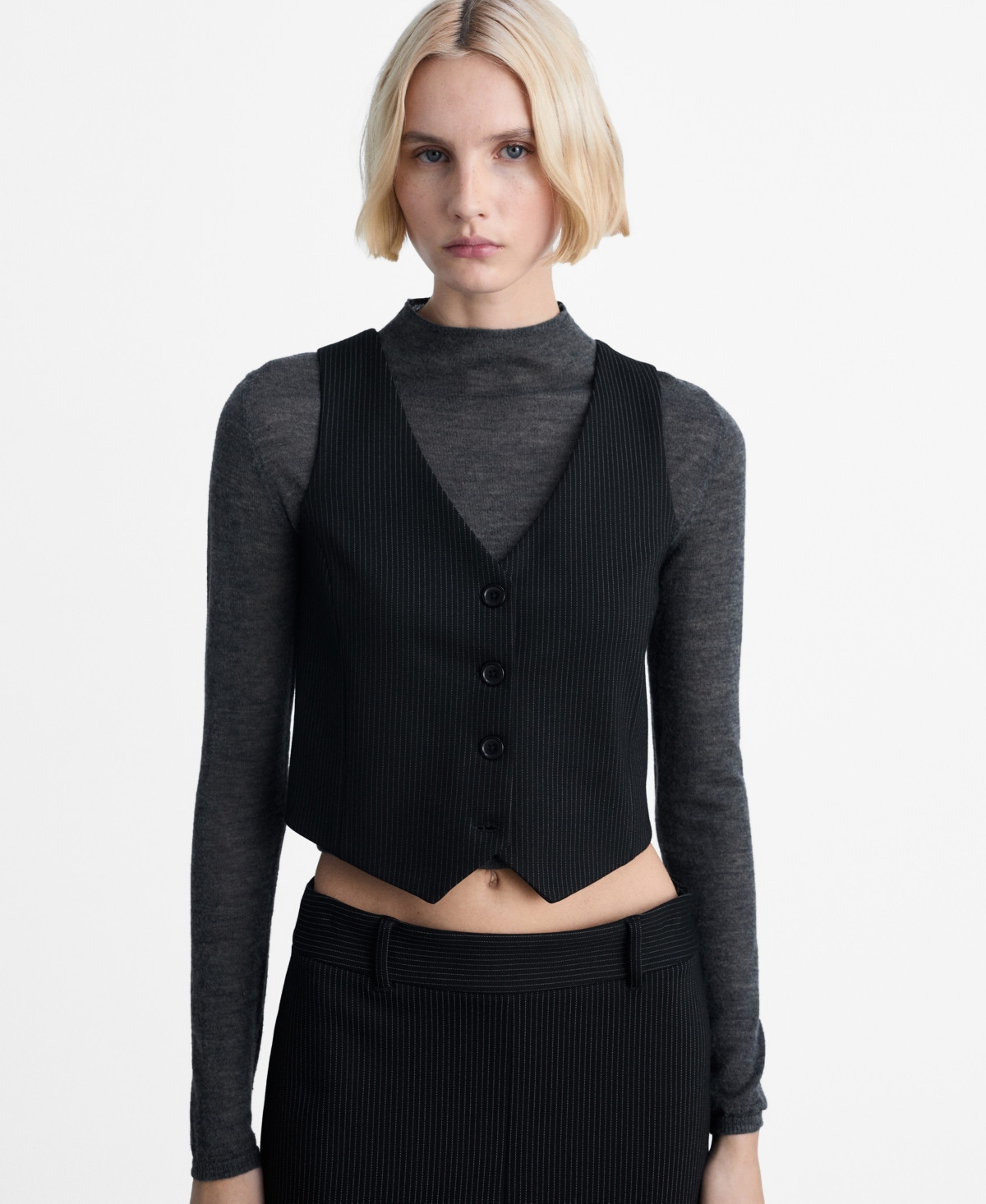 Mango Women's Pinstriped Suit Vest - Black | Macy's