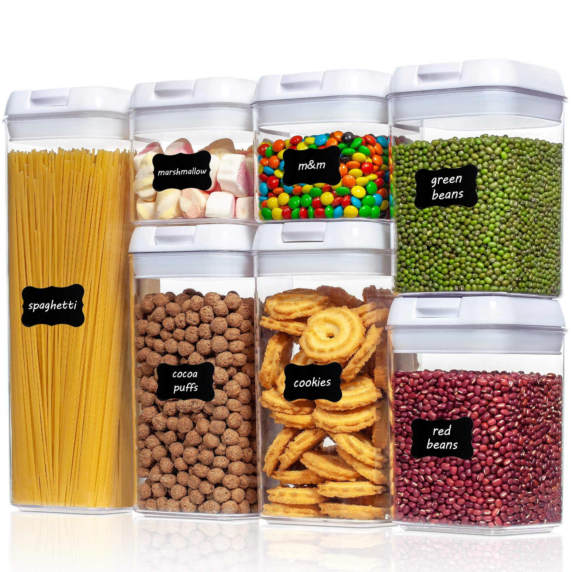 Vtopmart Airtight Food Storage Containers, 7 Pieces BPA Free Plastic Cereal Organizer Canisters w... | Amazon (US)