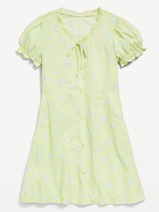 Printed Short-Sleeve Button-Front Fit and Flare Dress for Girls | Old Navy (US)