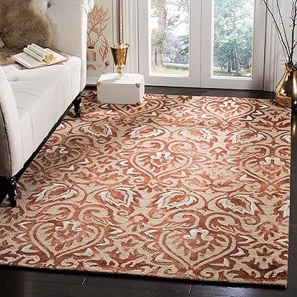 SAFAVIEH Dip Dye Collection 3' x 5' Copper / Beige DDY511Q Handmade Damask Premium Wool & Silk Ar... | Amazon (US)