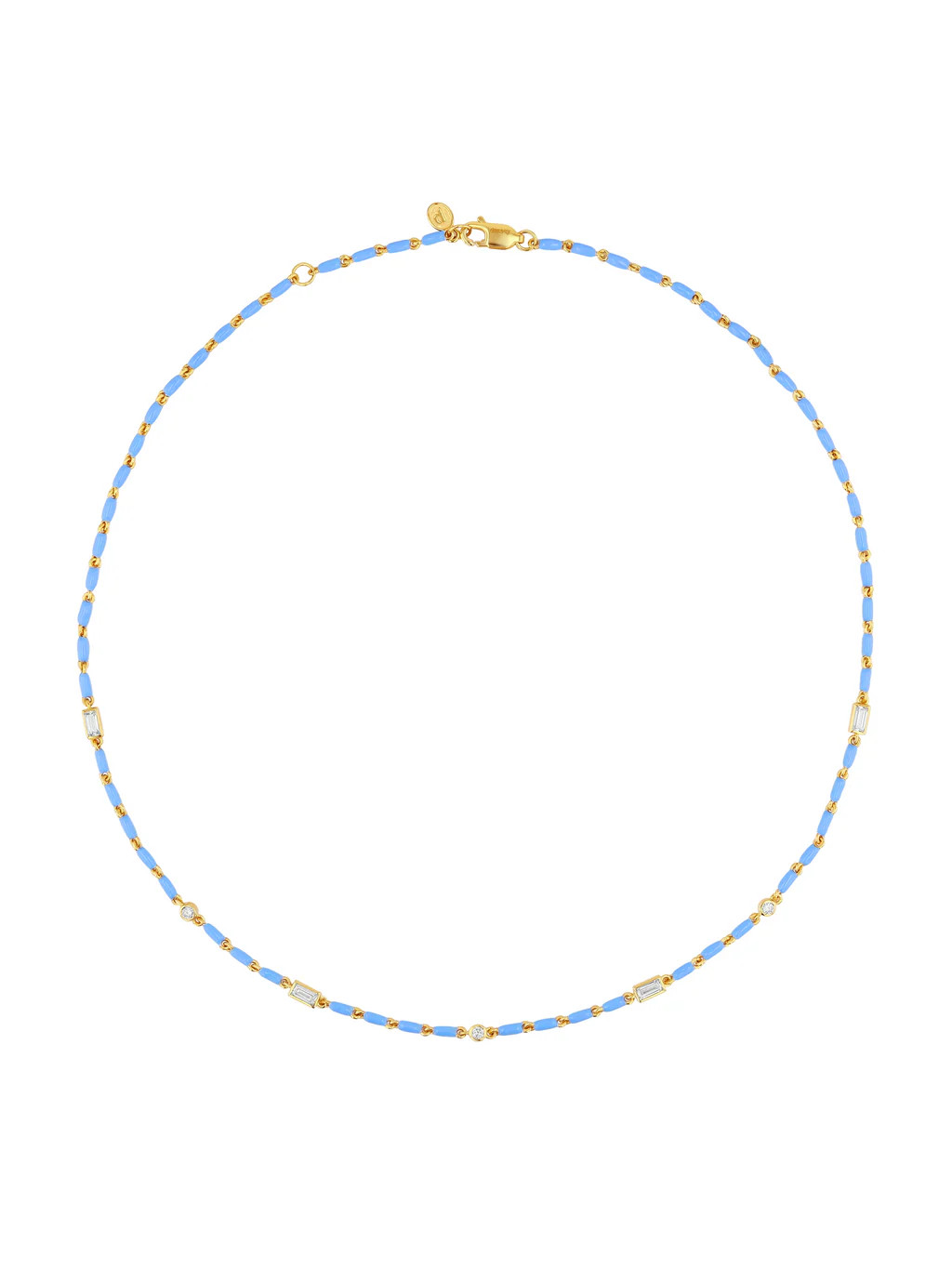 ENAMEL MOISSANITE NECKLACE IN BLEUET | Dorsey