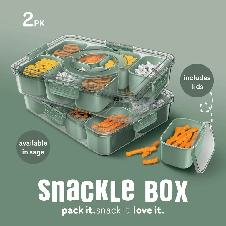Cook With Color 2-Pack 8-Compartment Snackle Box, Charcuterie and Snack Container, Divided Servin... | Walmart (US)