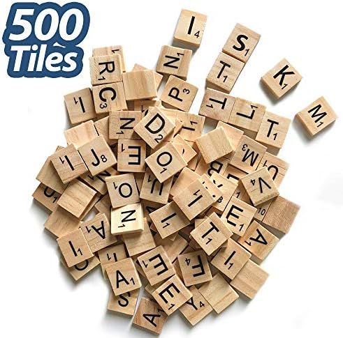 500 Pcs Wood Scrabble Tiles Scrabble Letters 5 Complete Sets of Wood Tiles - Perfect for Crafts, ... | Amazon (US)