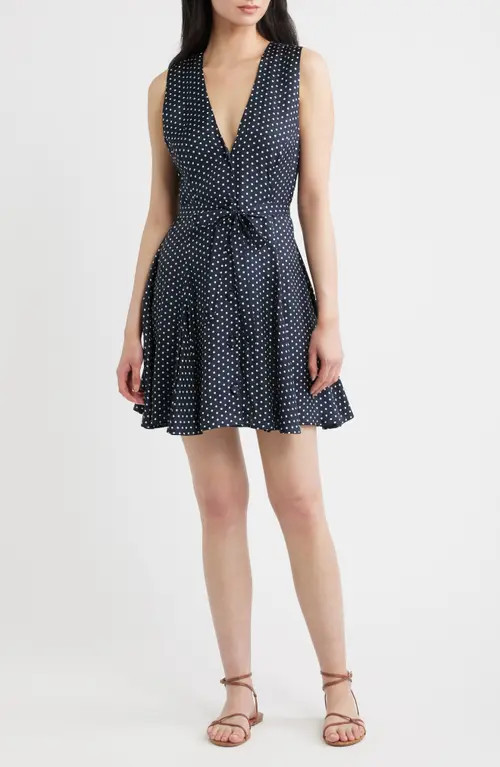 DÔEN Aubrey Silk Blend Minidress in Hepburn Dot at Nordstrom, Size Large | Nordstrom