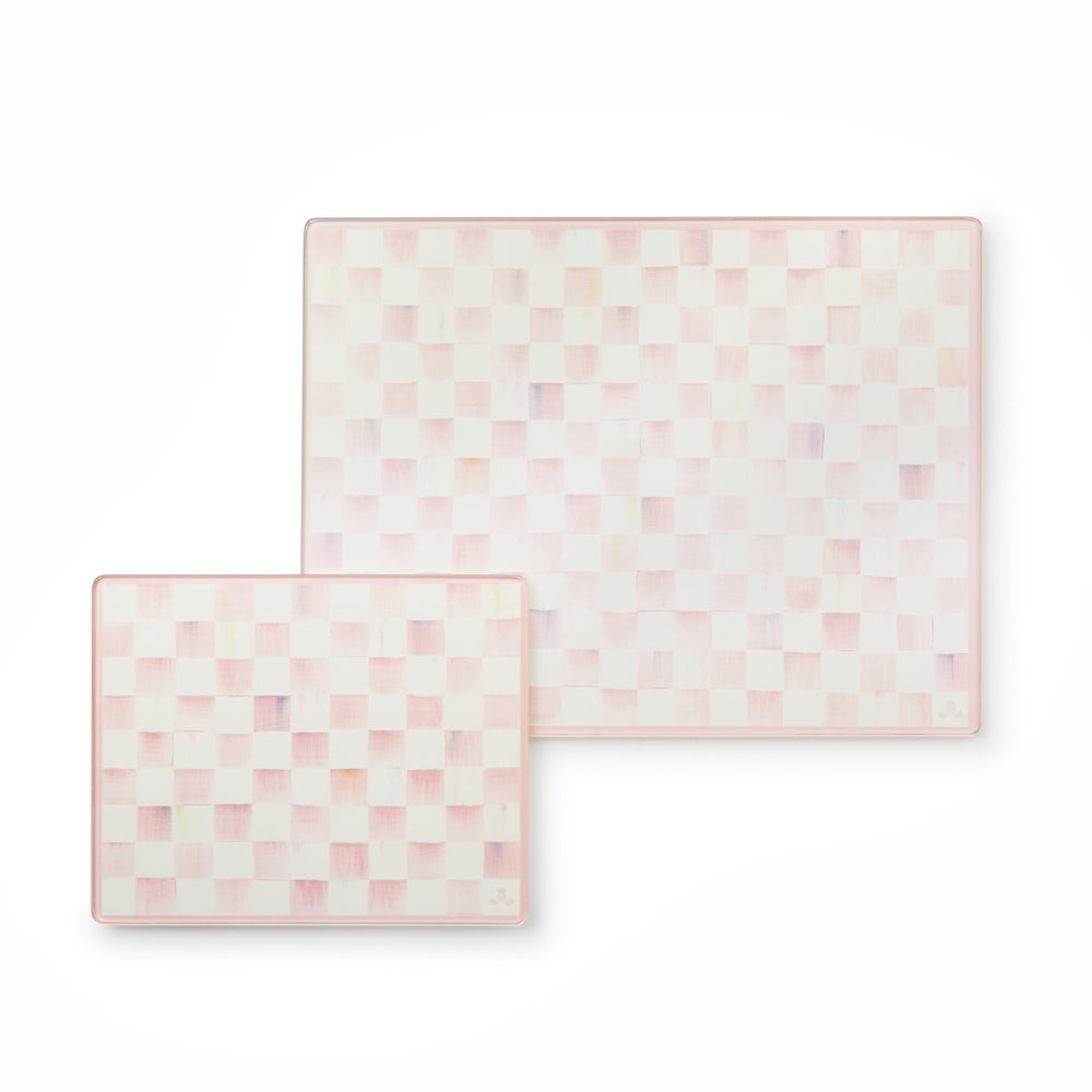 Rosy Check Glass Cutting Boards, Set of 2 | MacKenzie-Childs