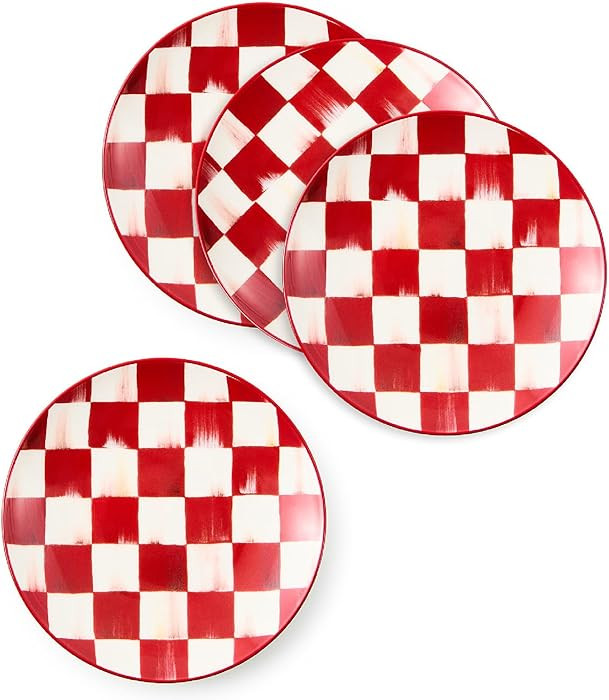 MACKENZIE-CHILDS Set of 4 Stoneware Appetizer Plates, Decorative Dinnerware Plate, 5.5 Inches, Re... | Amazon (US)