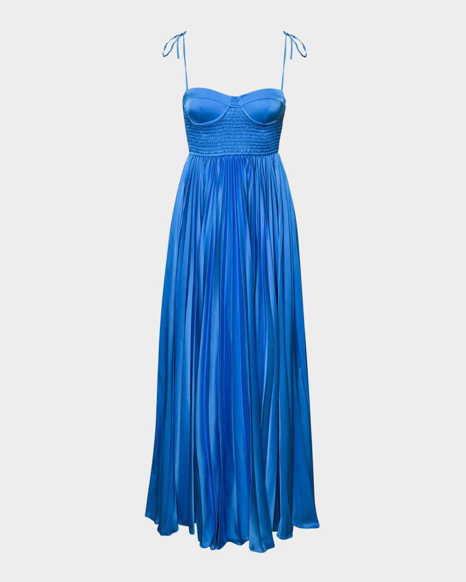 Ayla Pleated Sweetheart Satin Gown | Neiman Marcus
