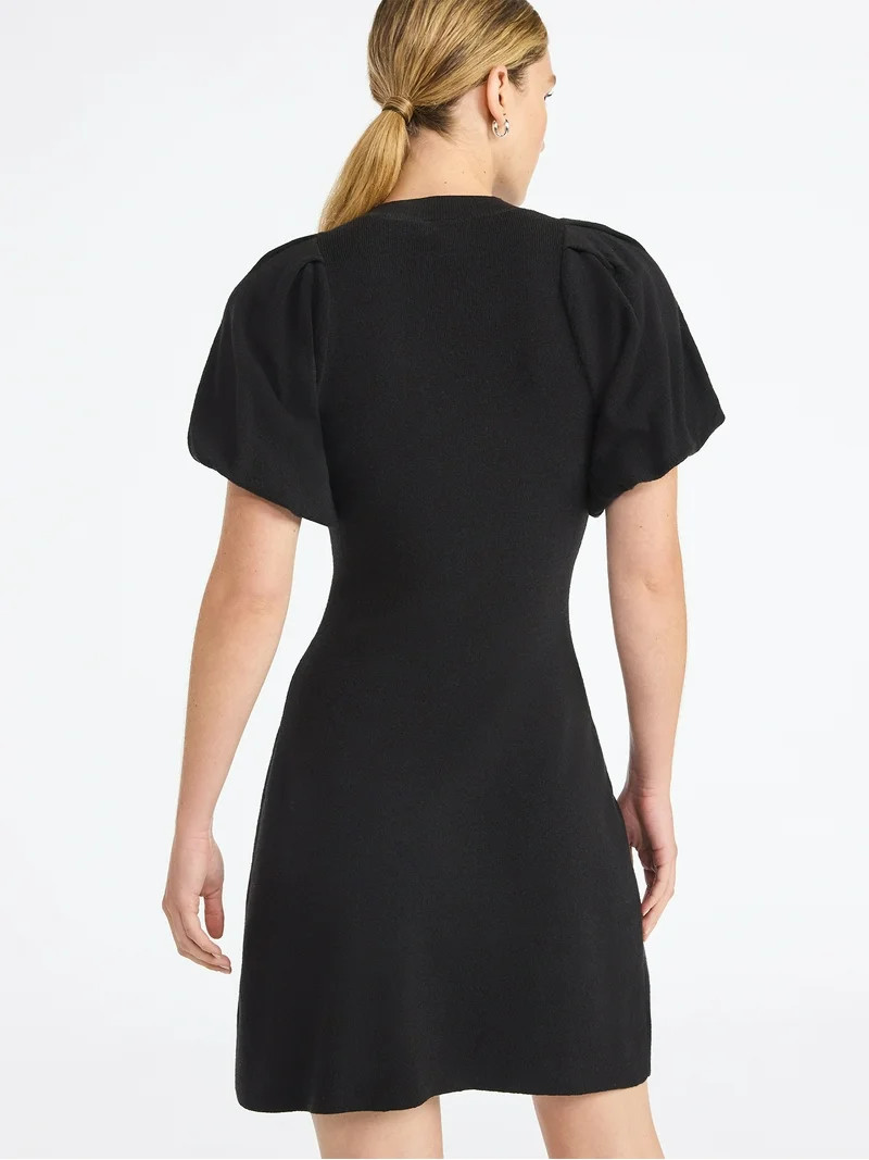 Scoop Women's and Women's Plus Sweater Dress with Puff Sleeves, Sizes XS-4X | Walmart (US)