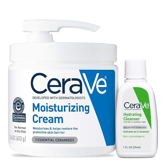 CeraVe Moisturizing Cream & Hydrating Facial Cleanser Skin Care Set, Combo Pack For Dry Skin Reli... | Amazon (US)