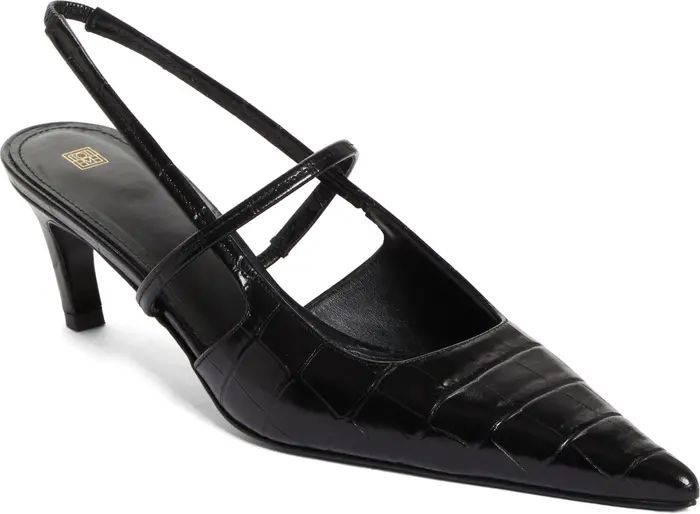 TOTEME Sharp Pointed Toe Croc Embossed Slingback Pump (Women) | Nordstrom | Nordstrom