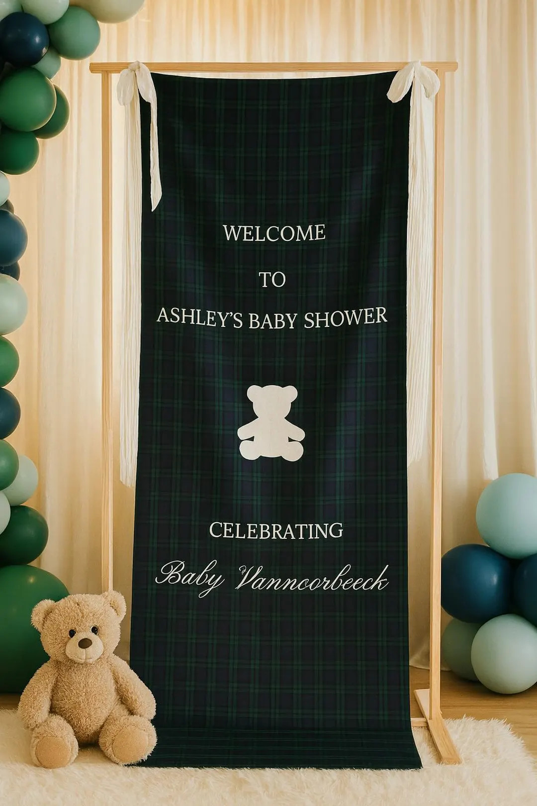 Polo Plaid Baby Shower, Fabric Baby Shower Welcome Sign, Baby Sprinkle, Tartan, Equestrian,person... | Etsy (US)