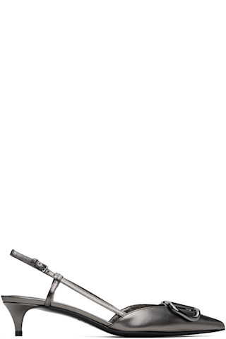 Gunmetal VLogo Signature Slingback Heels | SSENSE