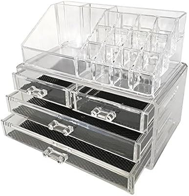 Sodynee Makeup Cosmetic Organizer Jewelry Case Storage Drawers, Two Pieces Set | Amazon (US)