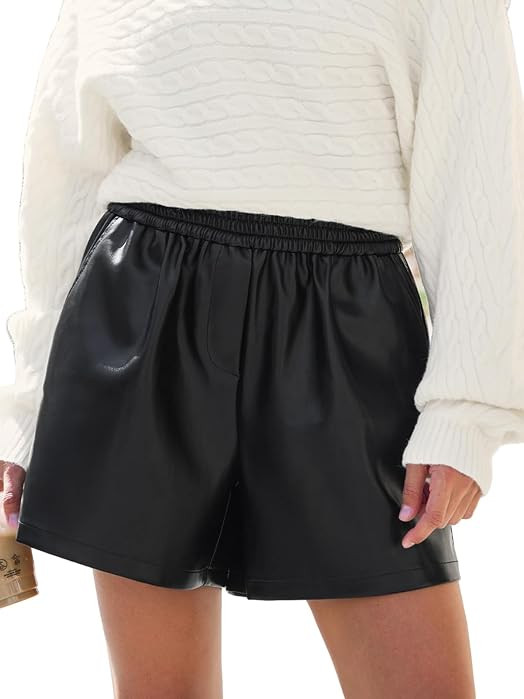 CUPSHE Faux Leather Shorts for Women High Wasited with Pockets | Amazon (US)