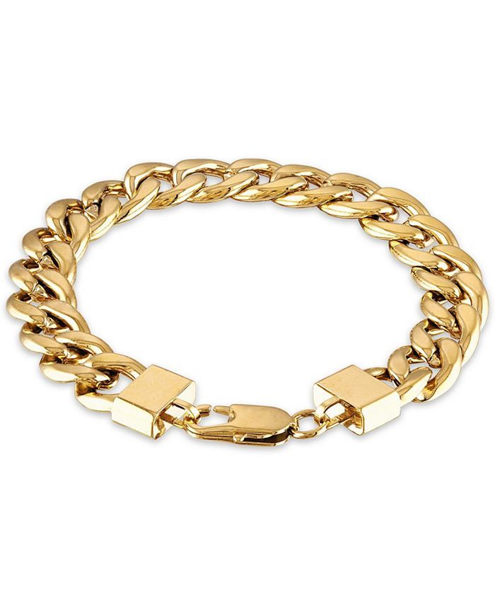 Men's Cuban Link (11-3/4mm) 8 1/2" Chain Bracelet in Yellow IP over stainless steel (Also in Blac... | Macys (US)