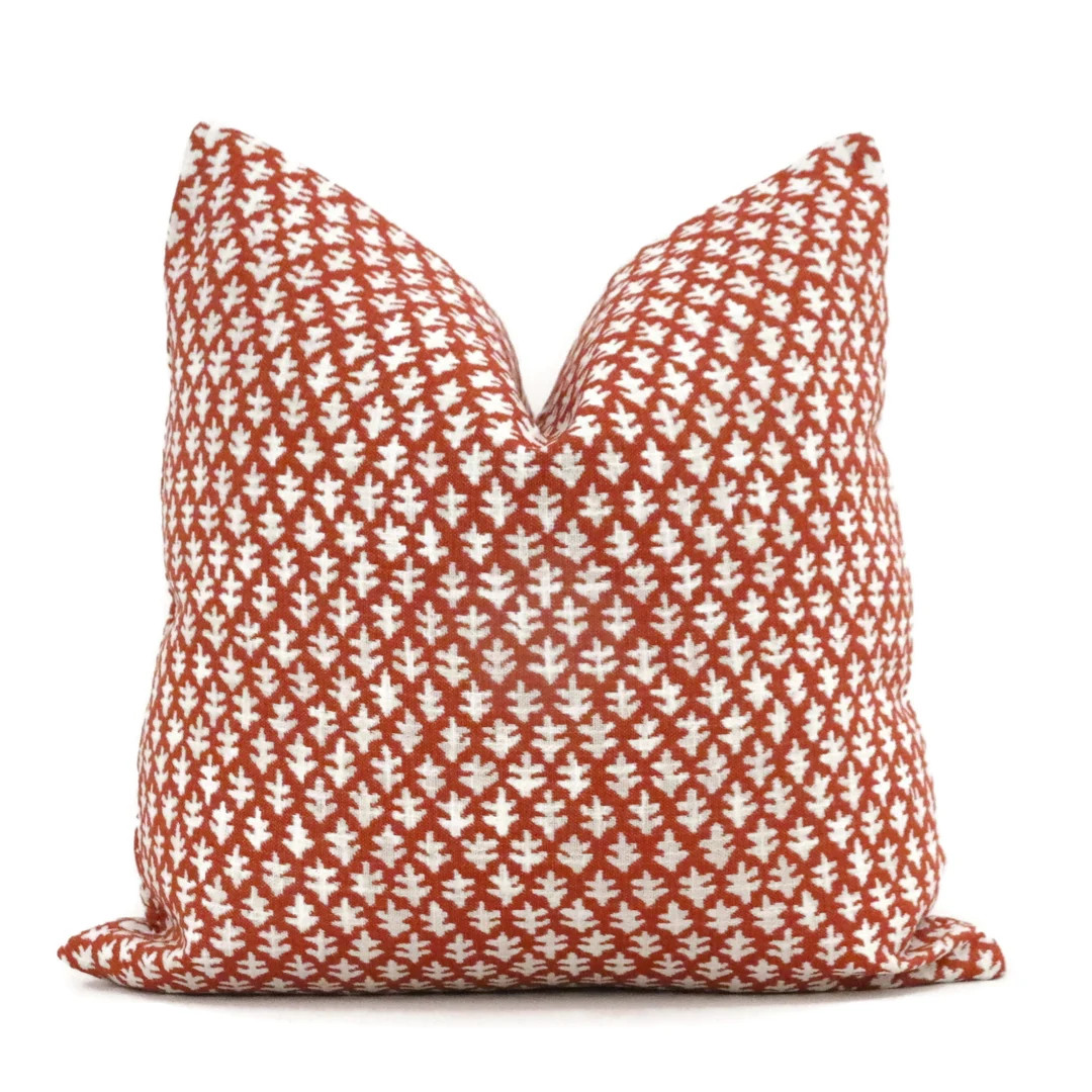 Sister Parish Burma Spice Red Pillow Cover: Woven Performance Fabric - Etsy | Etsy (US)