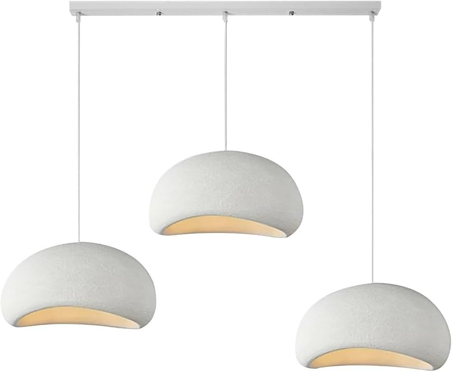 Modern Pendant Light 3-Lights Matte White Dining Room Hanging Lamp E26 Base Japanese Wabi-Sabi St... | Amazon (US)