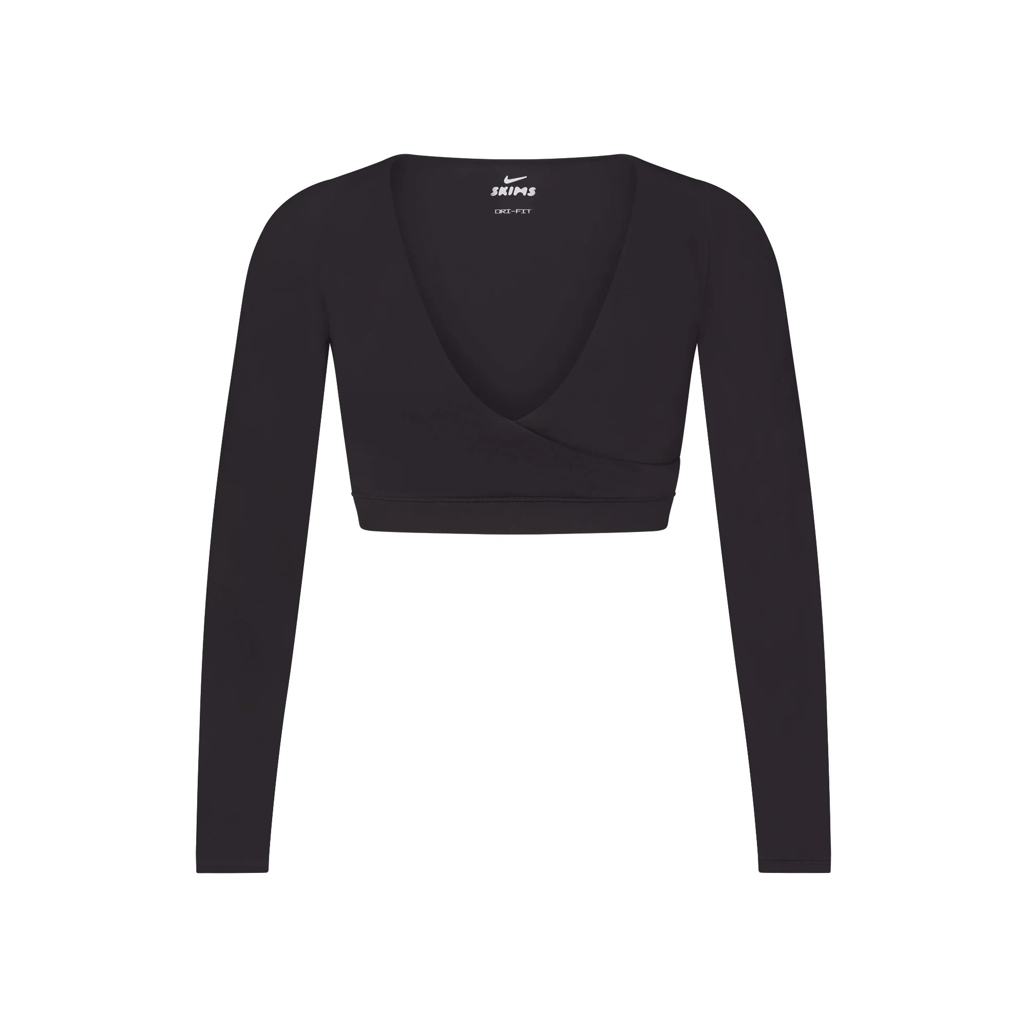 NikeSKIMS MATTE WRAP LONG SLEEVE CROPPED TOP | OBSIDIAN | SKIMS | SKIMS (US)