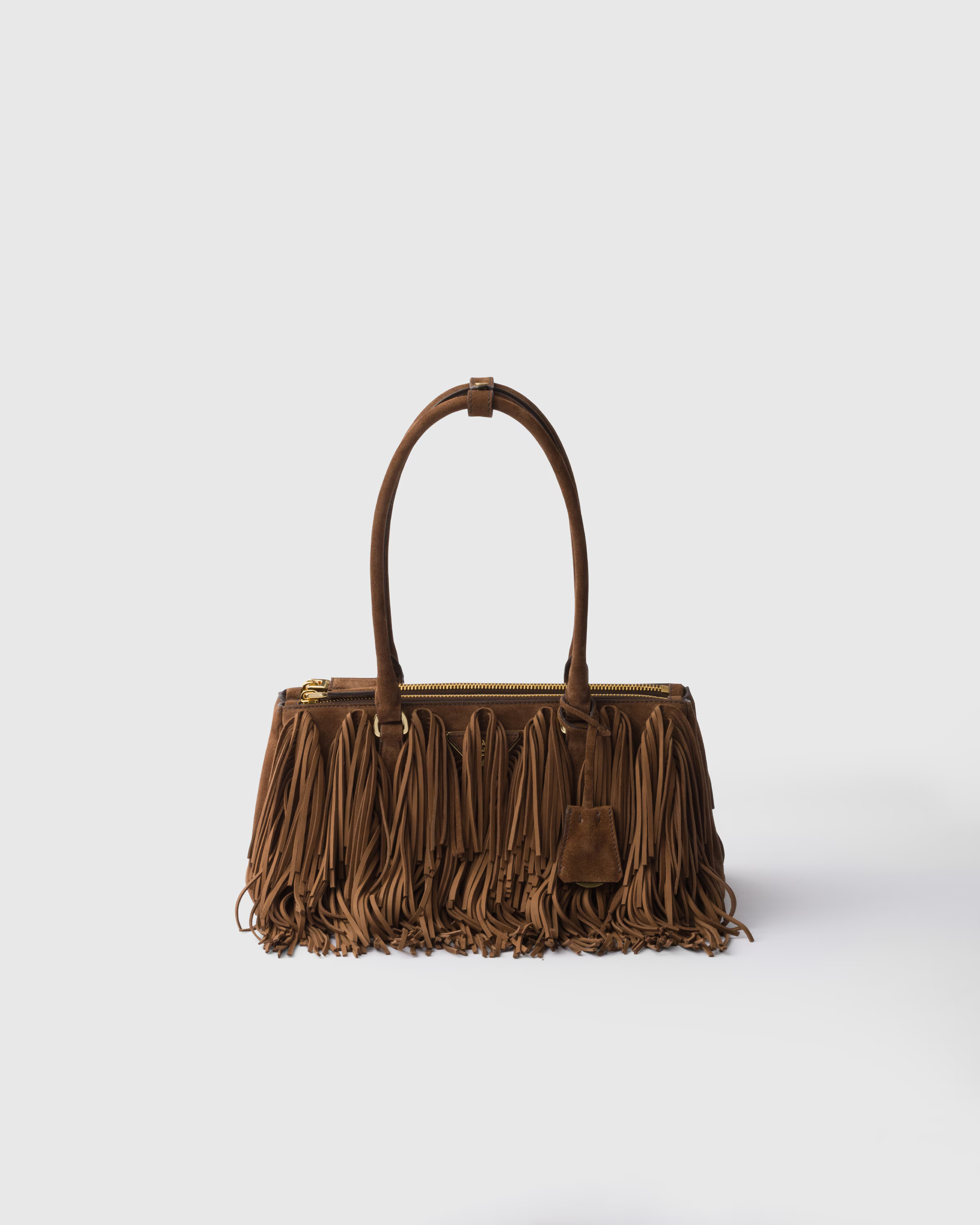 Prada Galleria medium suede bag with fringe | Prada INT