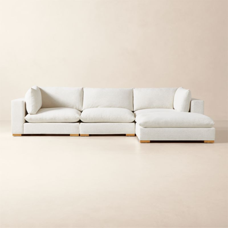 Deseo 4-Piece Modular L-Shaped White Performance Fabric Deep Depth Sectional Sofa + Reviews | CB2 | CB2