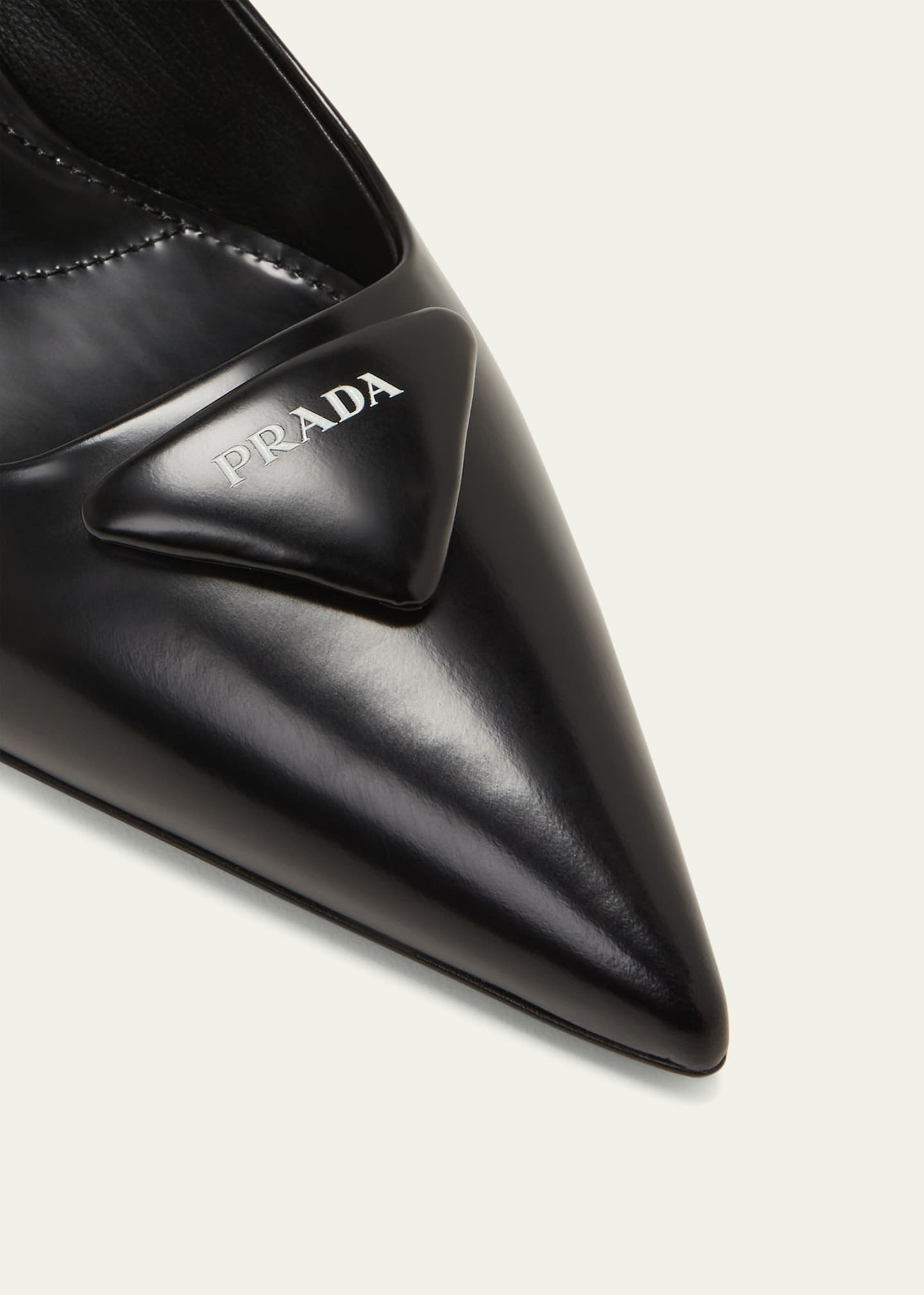 Prada Leather Padded Logo Slingback Pumps | Bergdorf Goodman