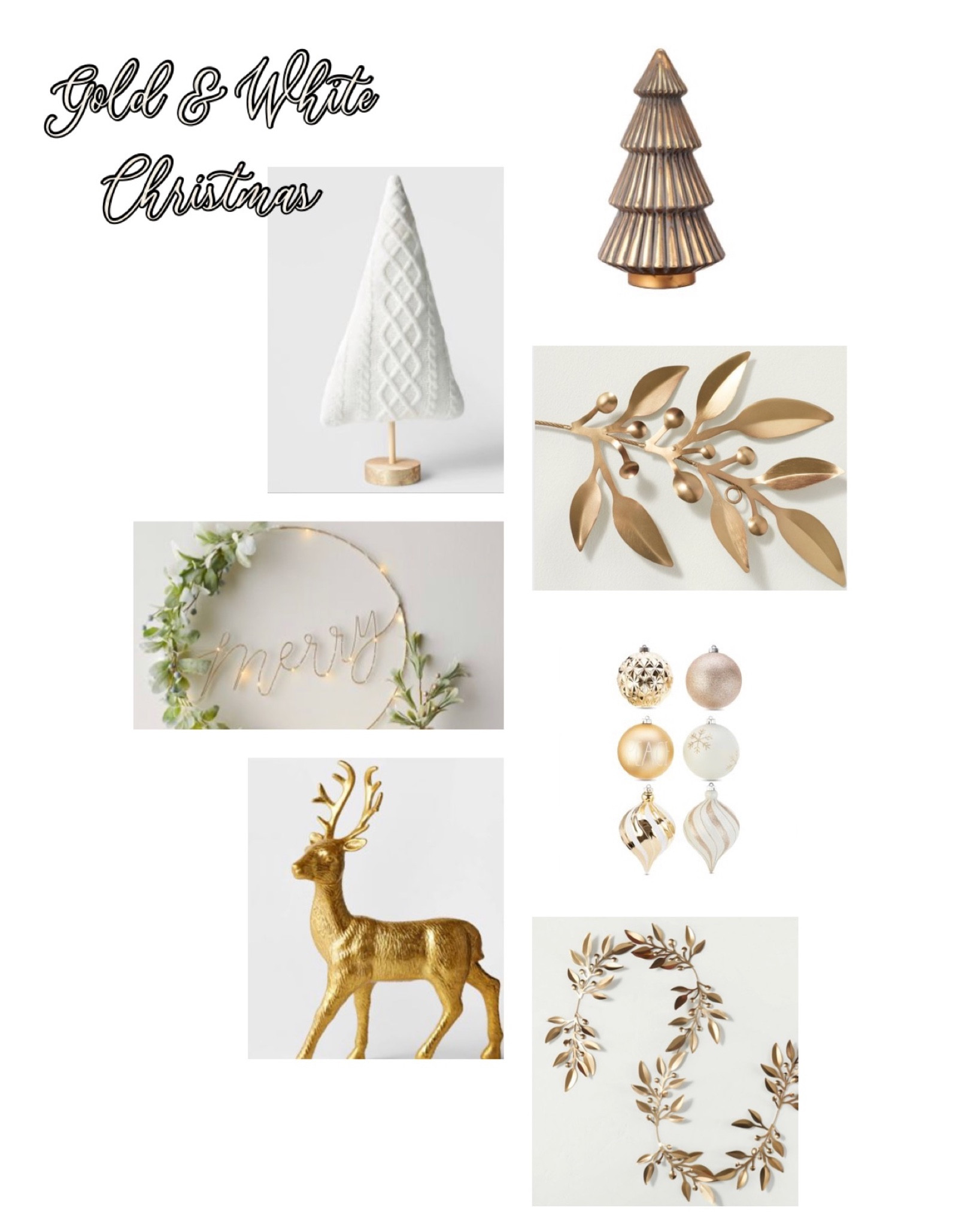 Gold and white Christmas decorations 

#LTKhome #LTKunder100 #LTKSeasonal