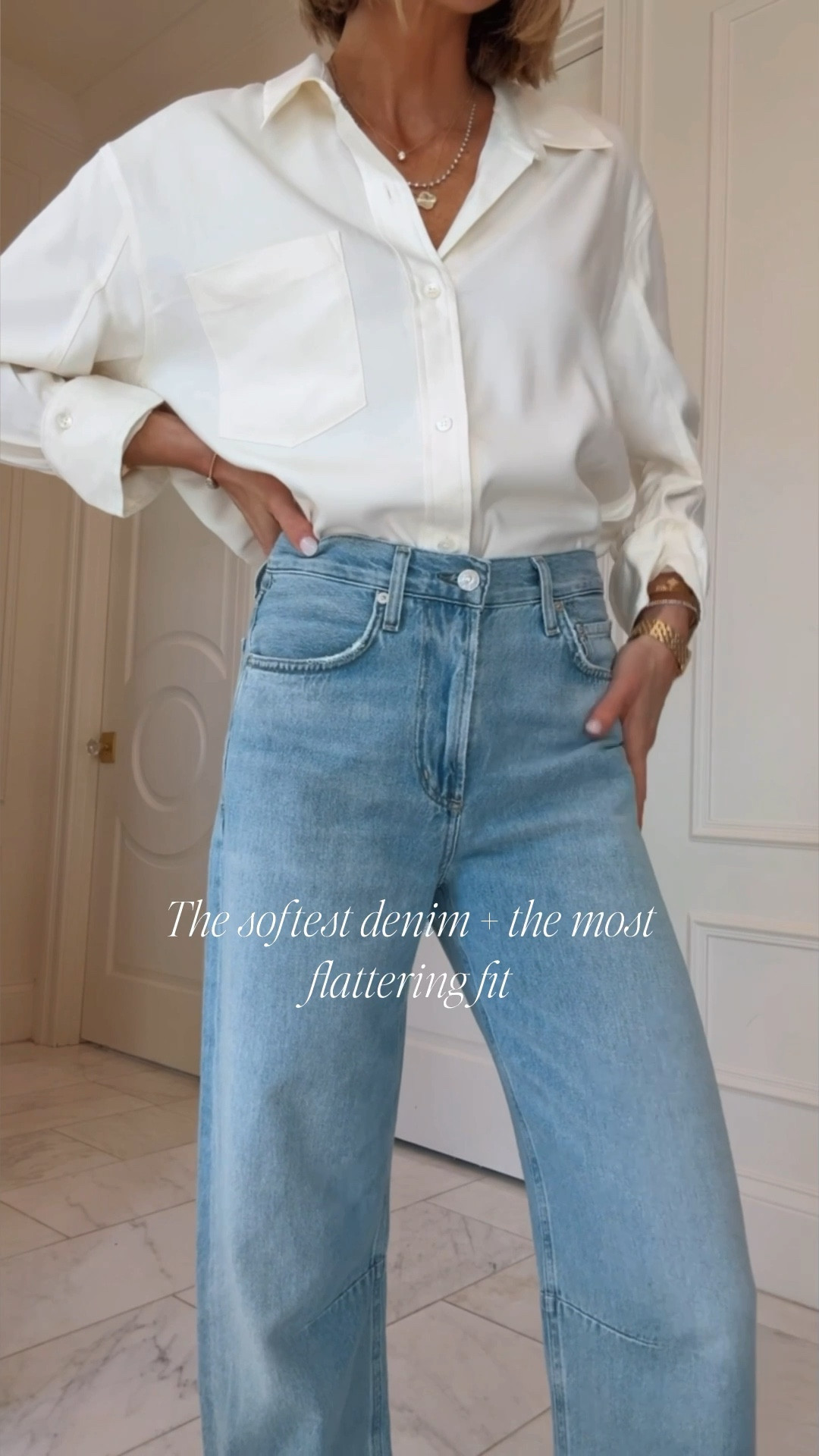 Love these jeans. Worth the splurge! I'm wearing size 25 fit tts 