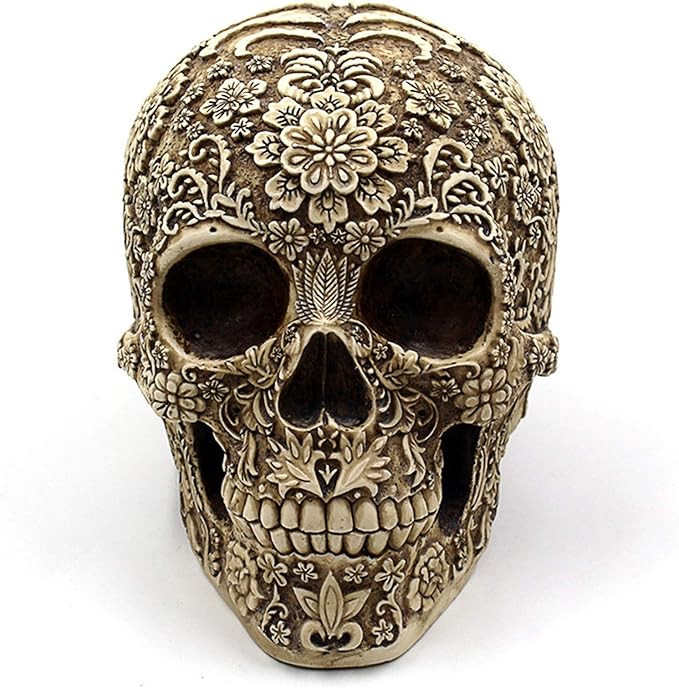 UJOY Creative Skull Flowers Sculpture 8.1'' Human Head Skeleton Statue Collectible Halloween Deco... | Amazon (US)