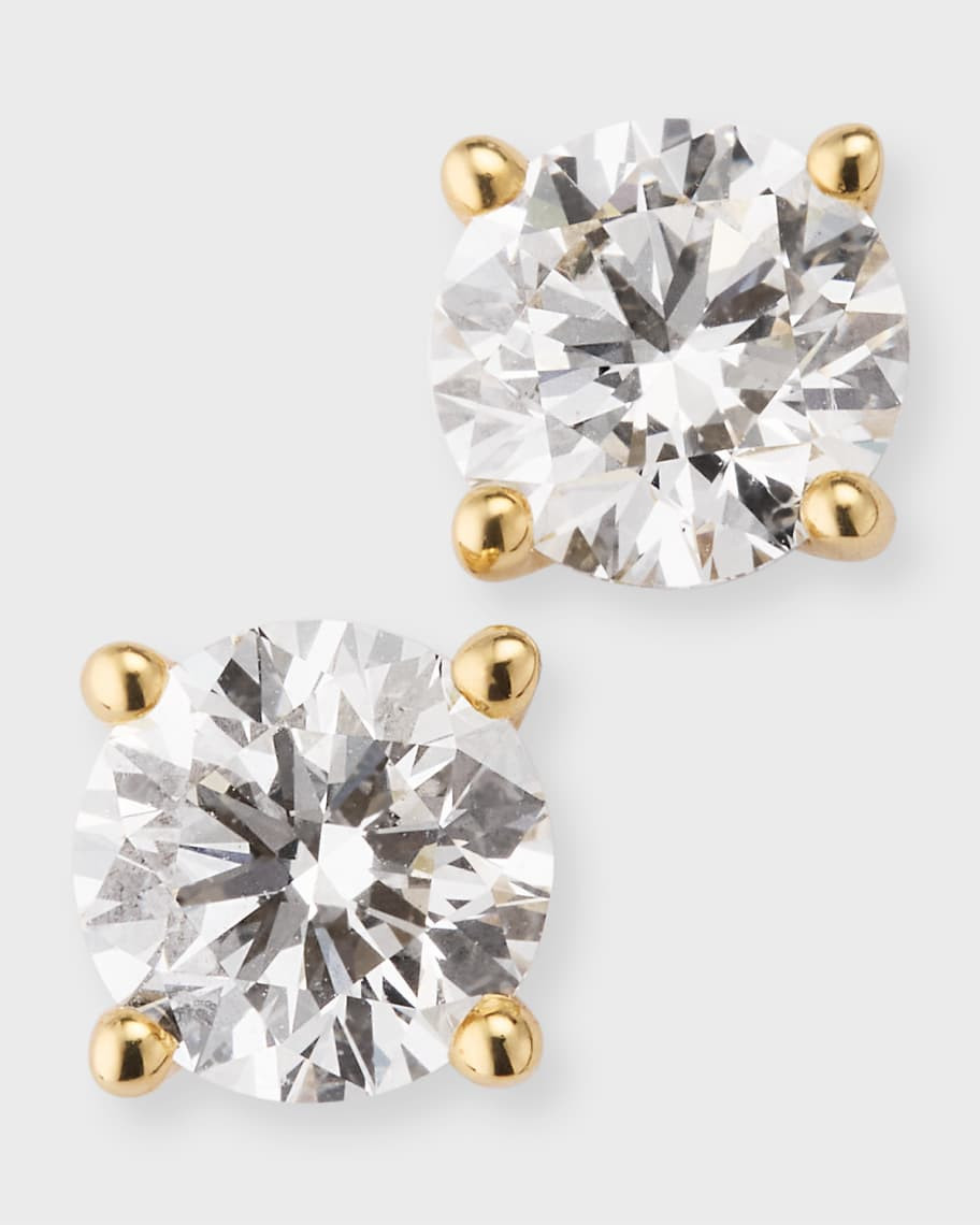 Neiman Marcus Lab Grown Diamonds Lab Gown Diamond 18K Yellow Gold Stud Earrings, 2.01tcw | Neiman Marcus