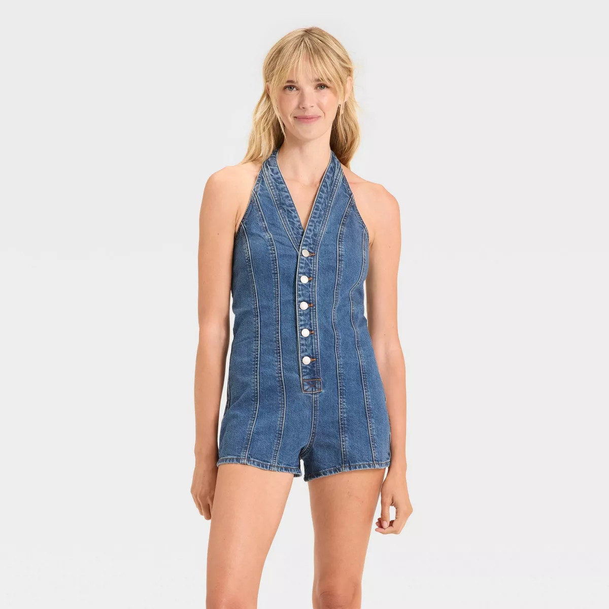 Women's Halter Denim Romper - Universal Thread™ | Target