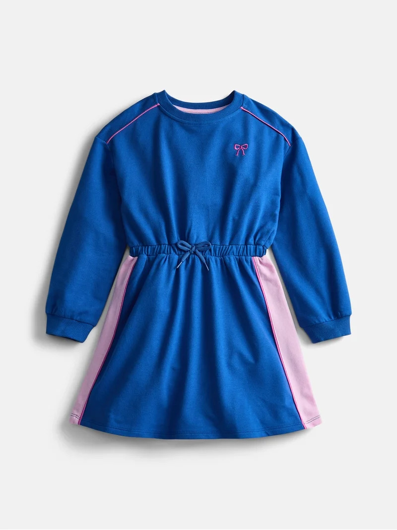 Wonder Nation Little Girls Drawstring Dress with Long Sleeves, Sizes 4-10 | Walmart (US)