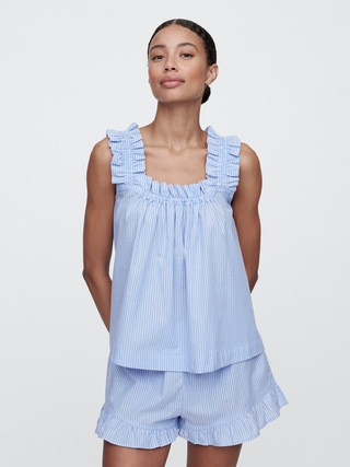 Relaxed Poplin Ruffle PJ Top | Gap Factory