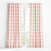 Pink Buffalo Check Cotton Blackout Window Curtain Panel 44"x96" + Reviews | Crate & Kids | Crate & Barrel