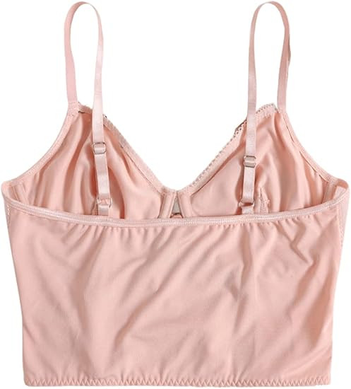 SweatyRocks Women's Embroidery Lace Up Crop Cami Top Spaghetti Strap Fitted Camisole Crop Tops | Amazon (US)