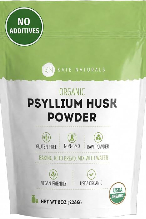 Kate Naturals Psyllium Husk Powder for Fiber, Digestion & Baking Bread. Mixes Easily with Juice &... | Amazon (US)