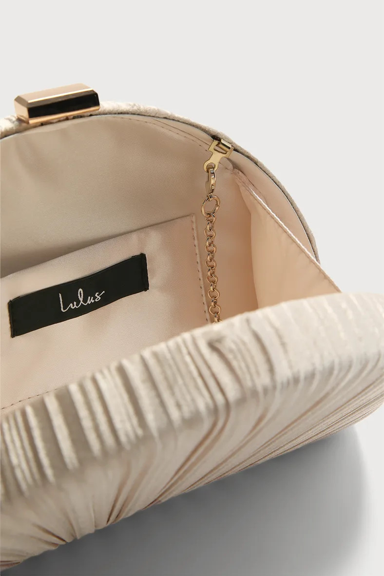 Pleat Perfection Champagne Satin Pleated Hard Clutch | Lulus