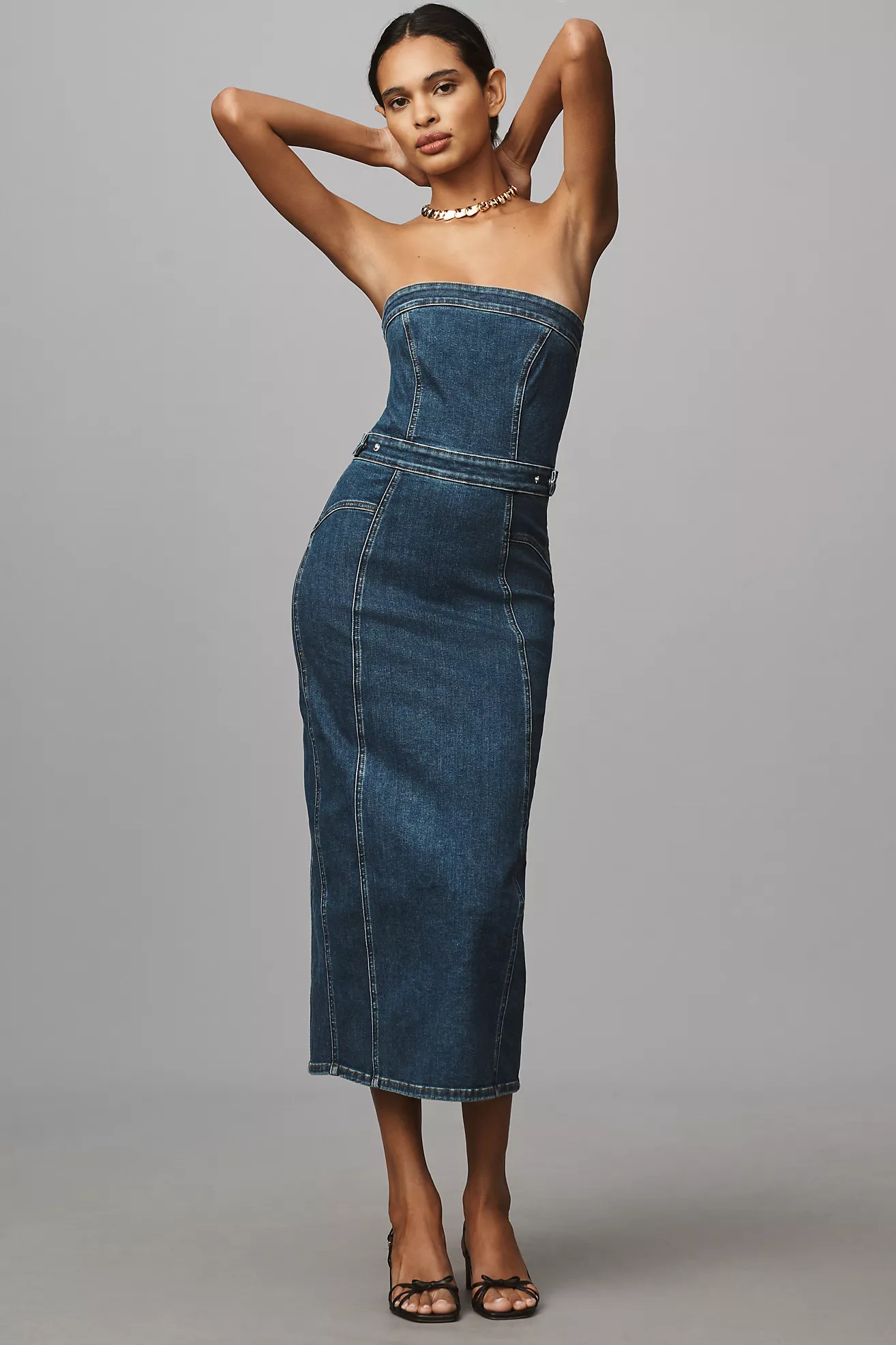 Good American Denim Tube Midi Dress | Anthropologie (US)