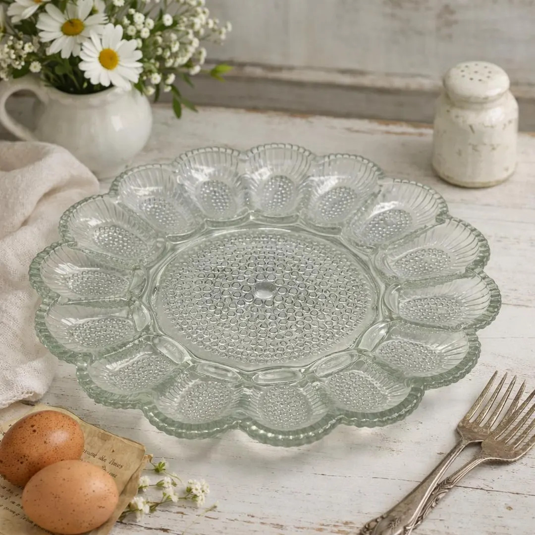 Vintage Hobnail Pressed Glass Deviled Egg Plate, Vintage Easter Entertaining Dish | Etsy (US)