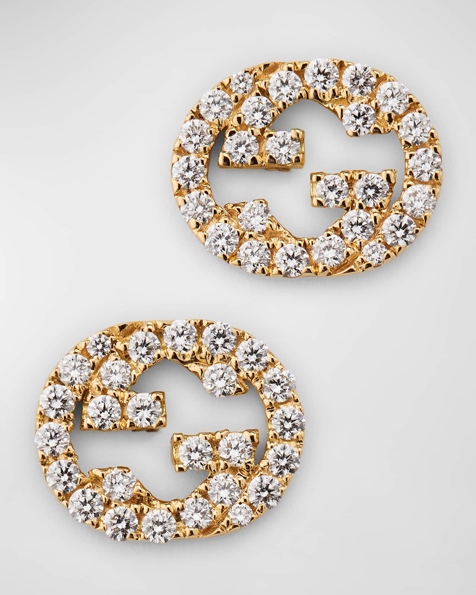 Diamond Interlocking G Stud Earrings | Neiman Marcus