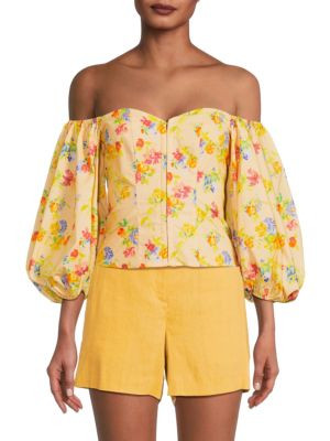 Caroline Constas Belen Floral Corset Top on SALE | Saks OFF 5TH | Saks Fifth Avenue OFF 5TH