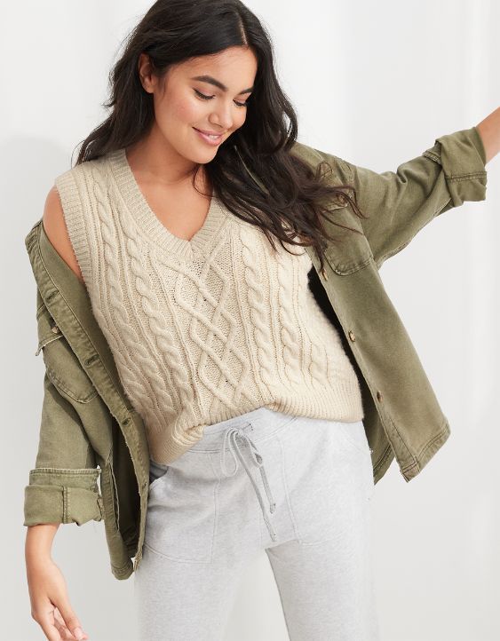 Aerie Cableknit Sweater Vest | American Eagle Outfitters (US & CA)