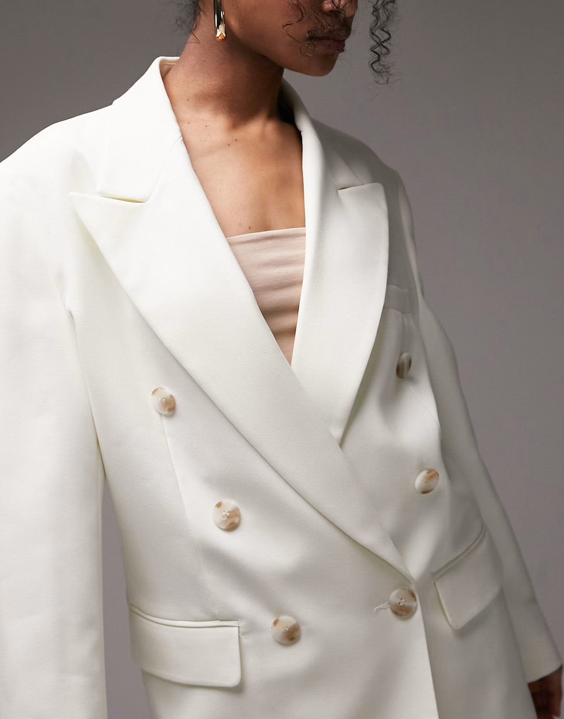 Topshop co-ord 90's double breasted 6 button blazer in cream | ASOS (Global)