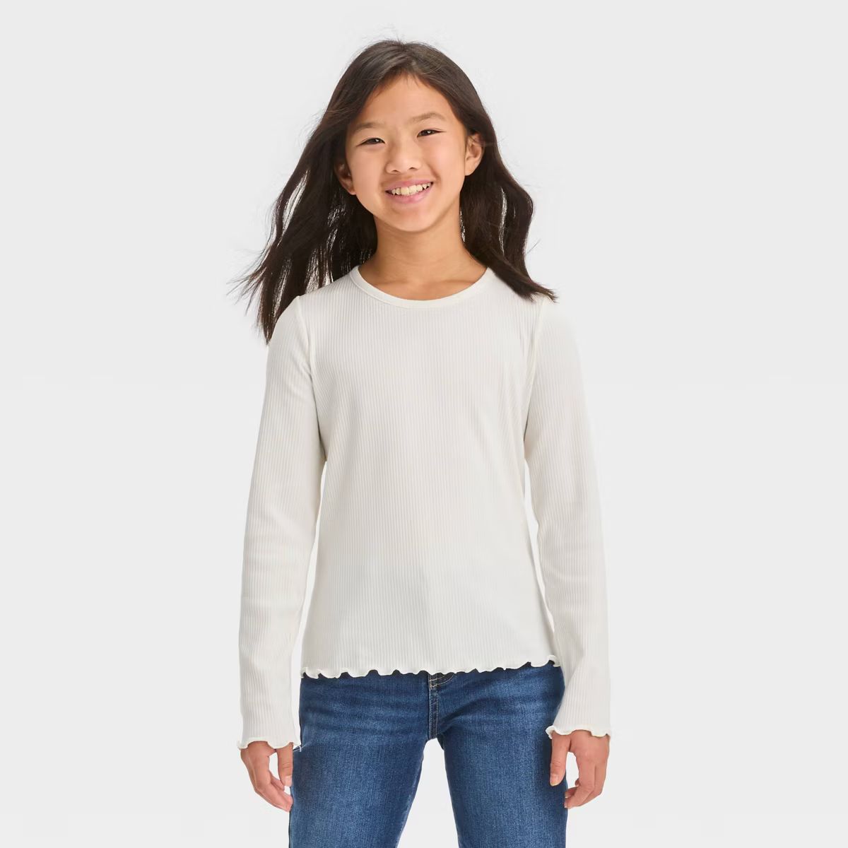 Girls' Long Sleeve Ribbed T-Shirt - Cat & Jack™ | Target