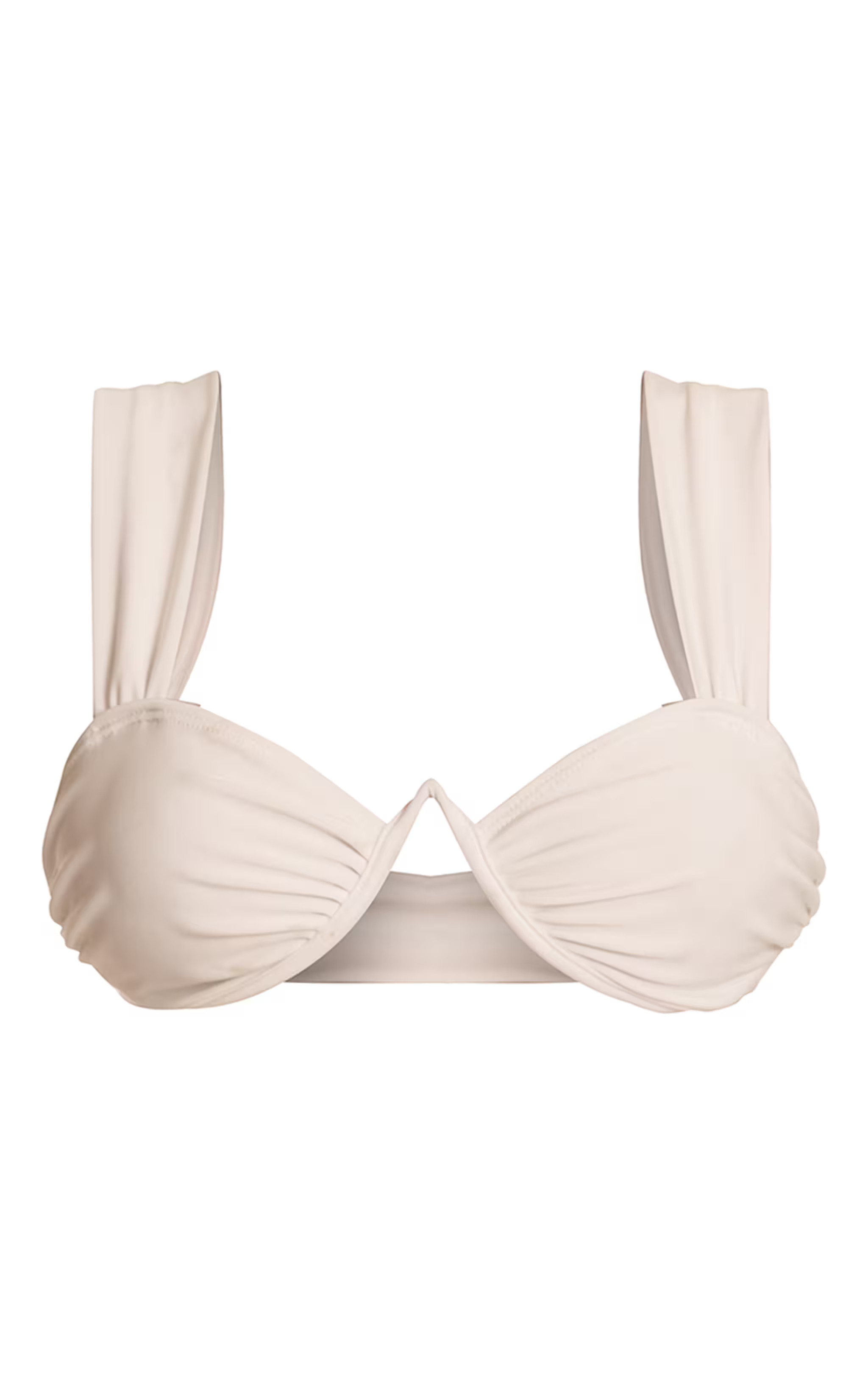 Cream Ruched Underwired Bikini Top | Swimwear | PrettyLittleThing UK