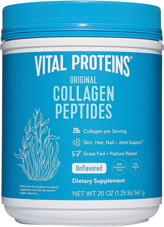 Vital Proteins Collagen Peptides Powder - Pasture Raised, Grass Fed, unflavored 20 oz | Amazon (US)