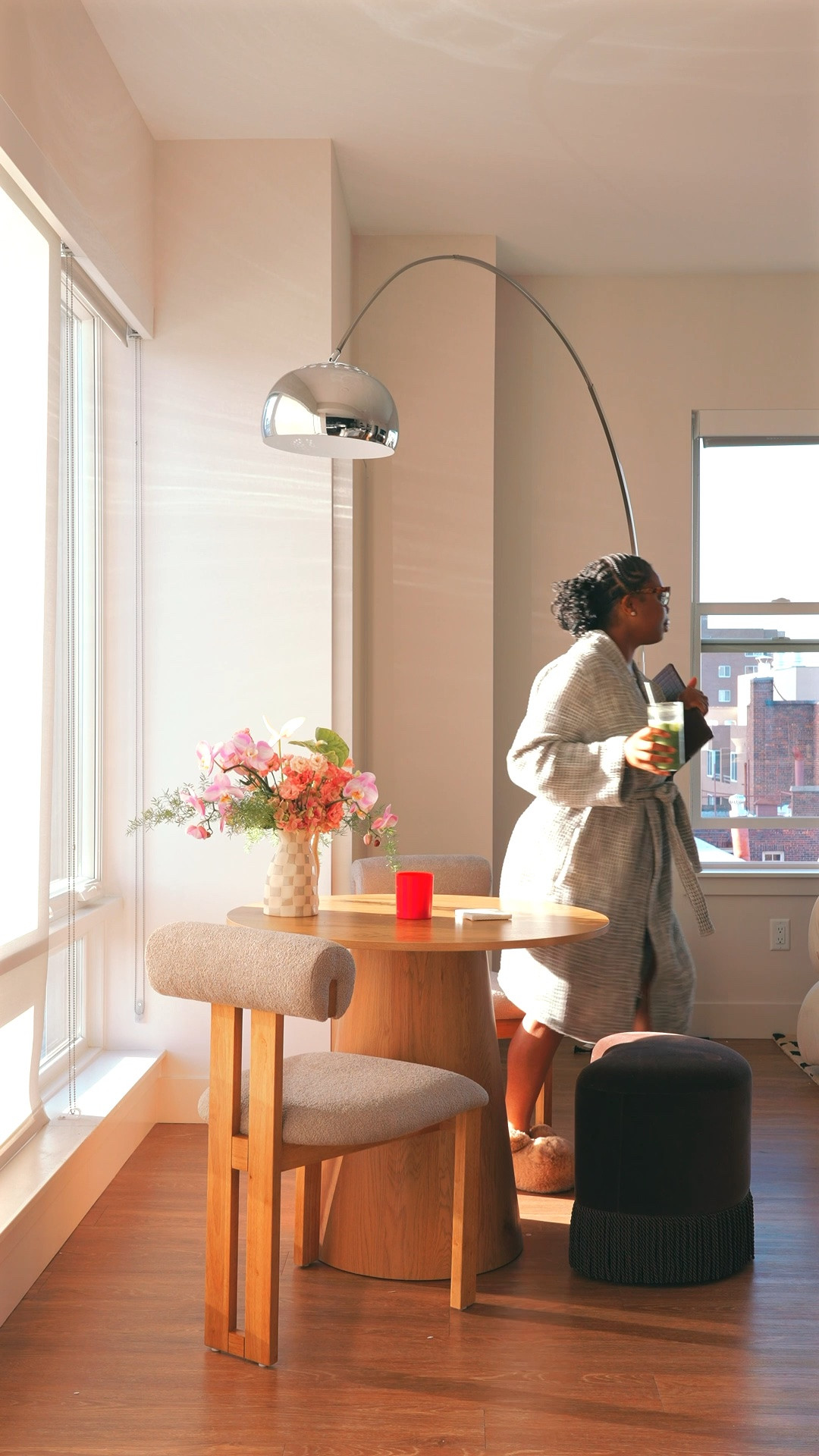 #Ad my cozy corner in my colorado apartment. to stay or to go, isn’t really the question anymore, but rather how to ground, elevate and be my own home internally in the meantime. 

From this gorgeous oak dining table, boucle dining chairs, decorative vase and the most perfect glasses to make my morning matcha lattes @wayfair has elevated this cozy corner completely. 

Shop my all the pieces in my dining nook @shop.ltk #liketkit #Wayfair #WayfairPartner

#LTKHome